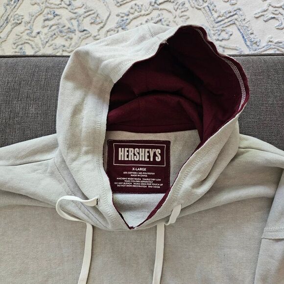 Hershey's Women's Cream Long Sleeves Kangaroo Pocket Hoodie Size XL - Picture 7 of 9